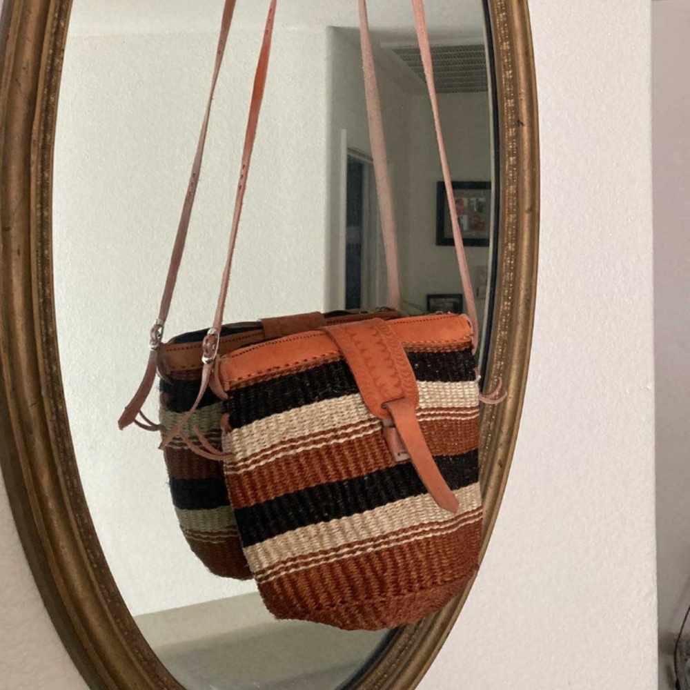 Leather and wicker purse
